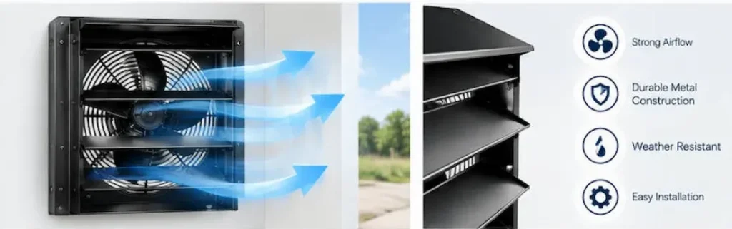 How a metal louvered exhaust fan works