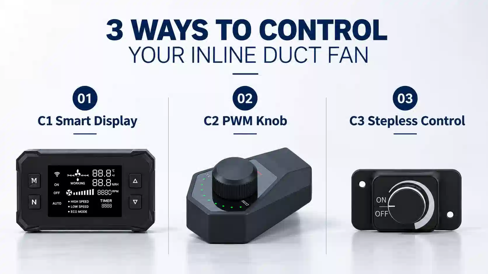 3 Ways to Control an Inline Duct Fan: Smart, PWM and Stepless Controllers